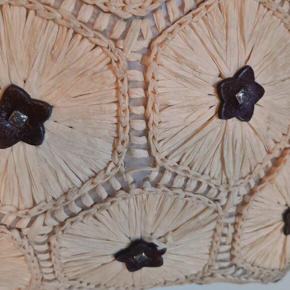 Brighton Woven Raffia & Brown Leather Tote (Flawed) - Picture 8 of 16